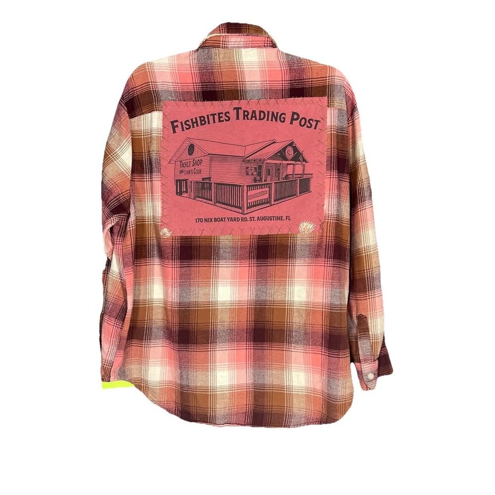 Upcycled Flannel Shirt Shacket Womens Large Boho Vintage Inspired Cottage Retro